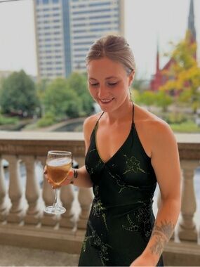 Taboo Black Dress with Bright Green Lining